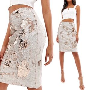 NWT* CHELSEA & VIOLET 2-Way Sequin Side-Slit Midi Pencil Skirt